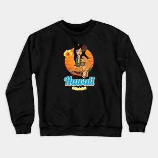 Hula Girl Playing the Ukulele Aloha BLK Crewneck Sweatshirt